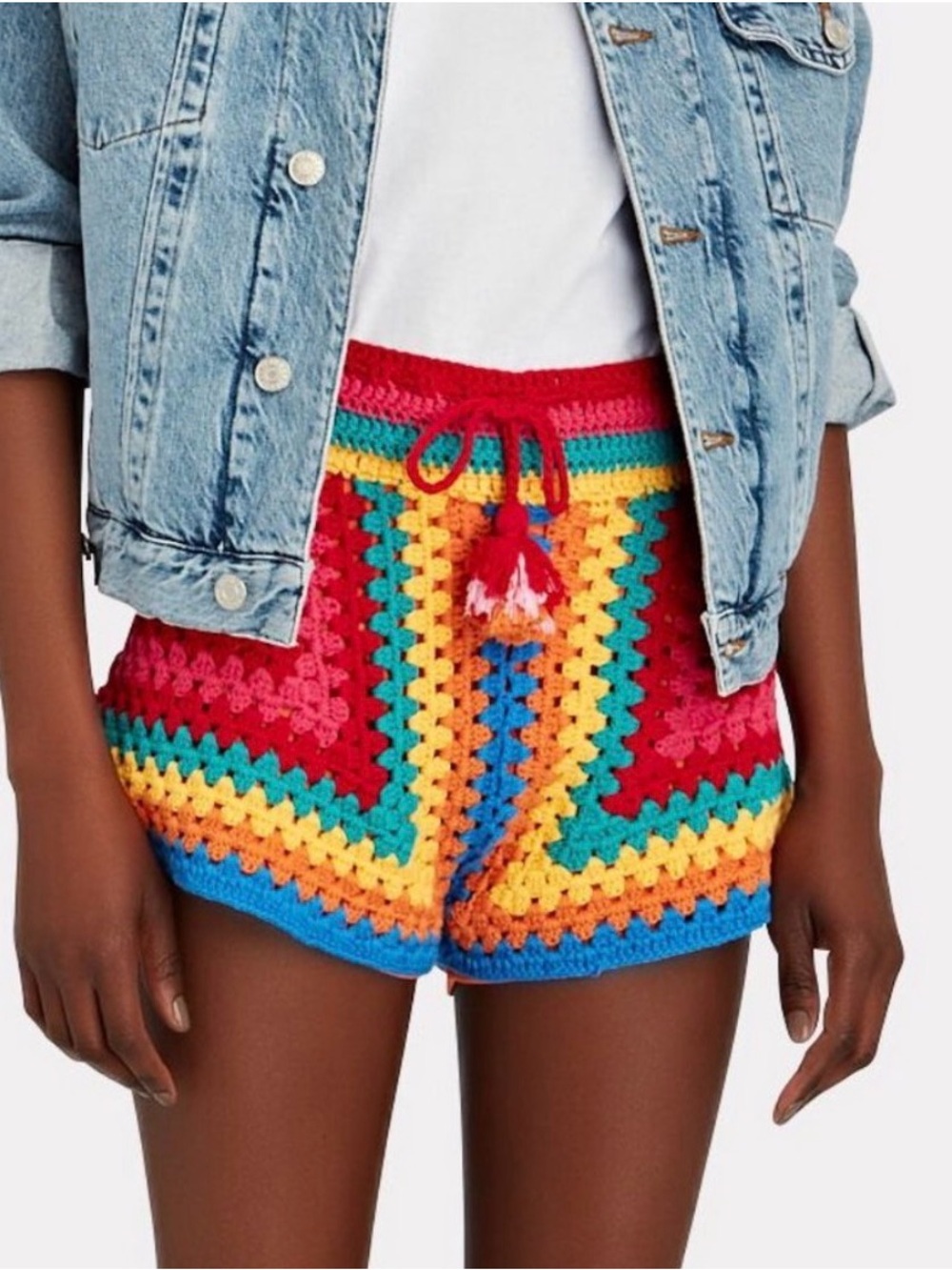 FARM Rio Striped Scarf Crochet Shorts M